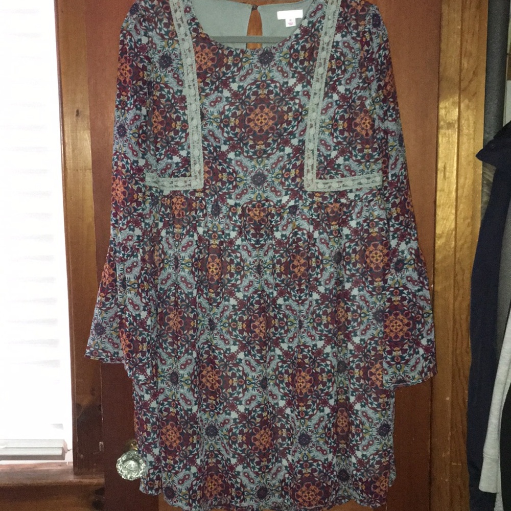 Floral Mini Dress with Bell Sleeves
